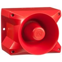 Marchio: NOTIFIER. Articolo: PA 20. 23370630000 - Sounder 10-60DC. IP 66. 3 Selezioni esterne della tonalità e internamente tra 64 toni diversi. Volume regolabile interno. Raggio di copertura secondo EN 54: 178 mt. Calotta antiurto colore rosso RAL3000. Temperatura -40 + 55C°. Certificata EN 54.3