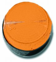 Marchio: DIAS. Articolo: LE-127A2. Lampeggiatore con calotta colore ambra, alimentazione 24Vc.c., 45mA, diametro mm 70 x 46. Uso interno o esterno coperto.