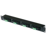 Marchio: ARITECH. Articolo: GEC-16VDPC. Combiner intermedio UTP a 16 canali, passivo (Video-Power-Data), protezione da sovratensioni e loop di terra