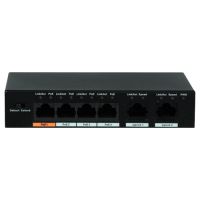 Marchio: DIERRETVCC. Articolo: VH-XS-SW0604-60-HIPOE. X-Security - Switch da tavolo - 4 porte RJ45 10/100 Mbps Hi-PoE + 2 porta Uplink 10/100 Mbps - Supporta alimentazione PoE fino a 60W in totale per tutte le porte - Fino a 60W sulla porta 1 e fino a 30W sulle porte 2, 3 e 4 - Compatibile con PoE IEEE802.3af/at e Hi-PoE - Modo CCTV che aumenta la distanza a 250m per 10 Mbps