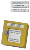 Marchio: ARITECH. Articolo: DM861-4. Avvisatore manuale di colore giallo tipo B a duplice azione per attivazione spegnimento. Necessita di attrezzo per la rottura del vetro.