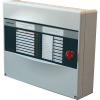 Marchio: NOTIFIER. Articolo: NFS8. Centrale di rivelazione incendio a microprocessore a otto linee SISTEMI CONVENZIONALI. Ciascuna linea permette il collegamento di 20 rivelatori massimo. Allarmi impostabili per singola zona con allarme per corto circuito, memoria d’allarme, manuale od automatico, AND di zone adiacenti o ritardati. Due ingressi digitali programmabili. Uscite a relè in scambio per allarme, con scheda ad otto relè opzionale, e due ulteriori uscite d’allarme controllate. La scheda relè è programmabile e permette di avere uscite singole per zona, oppure AND fra zone oppure funzioni generali di segnalazione. Alimentazione da rete 230 Vca. Tensione di funzionamento da 17 a 26Vcc. Alimentatore da 1,6A. Corrente ausiliaria a 24Vcc di 0,5A. Corrente per uscite sirene di 0,5A. Ricarica di due batterie da 12Vcc 7 Ah. Conforme alle Normative EN54 parti 2 e 4. Dimensioni 318 x 355 x 82. 