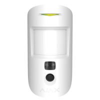 Marchio: AJAX. Articolo: MotionCam. Rilevatore di movimento con fotocamera integrata, portata m 12, colore biancoPRESTAZIONIRileva immediatamente qualsiasi intruso negli ambienti, ma ignora il movimento di animali domesticiFunzione di compensazione della temperaturaCompatibile solo con Hub-2Quando viene rilevato un movimento, può scattare da 1 a 10 foto con una risoluzione fino a 640×480 pixelPer le riprese al buio, il rilevatore è dotato di un'illuminazione a infrarossiCertificazione EN-50131 Grado 2CARATTERISTICHE TECNICHEColore: BiancoSensore: PIRUtilizzo: in internoPortata di rilevazione movimento: fino a m 12Angoli di rilevazione: 88.5° orizzontali, 80° verticaliOpzione limite rilevazione animali domestici: peso fino a 20 kg, altezza cm 50Protezione antimanomissione: disponibilePotenza segnale radio: 20mWProtocollo di comunicazione Jeweller 868MHzDistanza max. fra rivelatore e unità centrale: fino a 1.700 metri (in area libera)Alimentazione: 2 batterie CR123ATensione di alimentazione: 3VTemperatura di funzionamento: da -10°С a +40°СUmidità di funzionamento: fino a 75%Dimensioni: mm 135 x 70 x 60