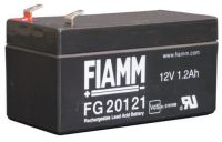 Marchio: FIAMM. Articolo: FG20121. Cod. FG20121, Batteria ermetica al piombo FIAMM serie FG 12V 1, 2Ah. Dim.: 97x48, 5x50, 5mm. Peso: 0, 6Kg.. Terminale: Faston 4, 8mm. 