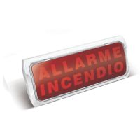 Marchio: ELKRON. Articolo: TM24. Targa ottico acustica monofacciale> Alimentazione: 12 – 24 Vcc> Consumo max: 100 mA> Illuminazione tramite led ad alta efficienza> Pressione acustica del buzzer: 85 dB a 1m> Luce fissa/lampeggiante selezionabile> Suono continuo/intermittente selezionabile> Protezione contro inversione di polarità> Temperatura di funzionamento: -10°C ÷ +50°C> Materiale: ABS autoestinguente classe V0> Grado di protezione: IP40> In dotazione i seguenti pittogrammi: allarme incendio, evacuare il locale,spegnimento in corso, allarme gas, fire alarm