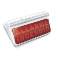 Marchio: ELKRON. Articolo: TB24. Targa ottico acustica bifacciale>> Alimentazione: 12 – 24 Vcc>> Consumo max: 100 mA>> Illuminazione tramite led ad alta efficienza>> Pressione acustica del buzzer: 85 dB a 1m>> Luce fissa/lampeggiante selezionabile>> Suono continuo/intermittente selezionabile>> Protezione contro inversione di polarità>> Temperatura di funzionamento: -10°C ÷ +50°C>> Materiale: ABS autoestinguente classe V0>> Grado di protezione: IP40>> In dotazione i seguenti pittogrammi: allarme incendio, evacuare il locale,spegnimento in corso, allarme gas, fire alarm