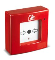 Marchio: ELKRON. Articolo: FM500. Pulsante a riarmo manuale, completo di circuito di autoapprendimento e isolatore di cortocircuito.> I pulsanti antincendio vengono utilizzati per la segnalazione manuale di un allarme. Per il modelloa riarmo è sufficiente effettuare una pressione sulla parte centrale del vetro, affinchè questosi sposti verso l’interno azionando lo switch. Con i pulsanti viene fornito uno strumento che serveper riarmare il vetrino e aprire il coperchio. L’accensione di un LED rosso indica lo stato di allarme.> Certificato EN54 parte 11 e parte 17, N. 1293-CPD-0135.