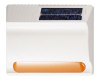 Marchio: DIAS. Articolo: SAE16SF . Sirena elettronica auto-alimentata per esterno completa di lampeggiatore allo Xenon, senza fili. Alimentazione ad energia solare. Incorpora pannello solare per ricarica accumulatore e ricevitore radio per attivazione sirena. Protetta contro manomissione e schiuma. Custodia in policarbonato, partenza sonora 110dB. Fornita completa di accumulatore 6V 1.2Ah e di trasmettitore TX-16 per l’attivazione, da installare in centrale.