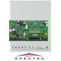 Marchio: PARADOX. Articolo: SP7000. Centrale a microprocessore a 16 zone cablate (32 con la funzione di duplicazione zone) espandibile fino a 32 zone cablate/senza fili. Stesse caratteristiche della centrale SP6000. Armadio metallico mm 280x280x76. Compatibile con tastiere TM50, K32LCD+, K32I, K32+, K10H, K10V, K636, K32LX e K32LX/86.