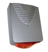 Marchio: SCANTRONIC. Articolo: O-SB3000SA. Sirena con lampeggiatore da esterno di colore silver con lente ambra. Alloggiamento per batteria tampone da 12V 2,1Ah (non fornita). 4 toni selezionabili, durata impostabile da 3, 10, 15 minuti oppure a suono continuo comadato da centrale, 4 livelli di vo