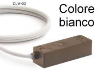 Marchio: TSEC. Articolo: CLV-02-W. Sensore inerziale CLIC serie V a vista, resinatura completa, cavetto 2 metri,grigio (G). Disponibile marrone (N) o bianco (W) su ordinazione.