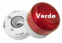 Marchio: VIMO. Articolo: C7LE1224VLED. Avvisatore lampeggiante a LED da esterno IP65. Connessione a morsetti estraibili, alimentazione 12Vcc o 24Vcc. Luce fissa o lampeggiante. Flash verde.