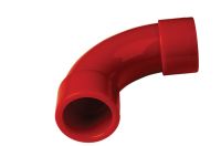 Marchio: ARITECH. Articolo: 9-10906. Curva di giunzione a 90° in ABS di colore rosso per tubazione diametro 27mm. 