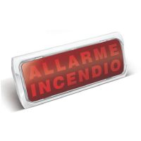 Marchio: ELKRON. Articolo: TM224. Targa ottico acustica monofacciale autoalimentata a 24 Vcc> Alimentazione: 24 Vcc> Consumo max: 100 mA> Illuminazione tramite led ad alta efficienza> Pressione acustica del buzzer: 85 dB a 1m> Luce fissa/lampeggiante selezionabile> Suono continuo/ intermittente selezionabile> Protezione contro inversione di polarità> Batteria tampone: 3,6 V 1,5Ah Ni-Cd> Durata autonomia in allarme: 1 ora> Temperatura di funzionamento: -10°C ÷ +50°C> Materiale: ABS autoestinguente classe V0> Grado di protezione: IP40> In dotazione i seguenti pittogrammi: allarme incendio, evacuare il locale,spegnimento in corso, allarme gas, fire alarm