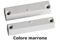 Marchio: COOPER. Articolo: 405-M-M. Contatto magnetico a giorno uscita NC con magnete vicino connessione a 2 morsetti. GAP 11mm/15mm. Colore marrone. Grado di protezione IP40. Temperatura di funzionamento: -25°C / +70°C. Dimens. 60x13.5x13- Magnete 60x11x14 