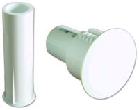 Marchio: DIAS. Articolo: DC1814. Contatto N.C. Ø mm 19, magnete Ø mm 9.5 , portata mm 15, 2 conduttori da 0.32 mmq lunghezza mm 300, fissaggio a pressione. Colore bianco.