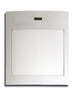 Marchio: SCANTRONIC. Articolo: 714REUR-00. Sensore via radio infrarosso doppio fronte, portata 12mt. a 90°, elaborazione del segnale bipolare, ottica sigillata, compensazione della temperatura, antistrisciamento, schermo PET immune, regolazione lente 10° verticali, dimensioni 80(L) x 70(H) x 45(P) mm.