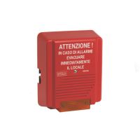 Marchio: ELKRON. Articolo: DSE/626. Sirena per l’evacuazione dei locali in rispondenza alla normativa 626/94 di colore rosso.Doppia tonalità di allarme, segnalazione ottica allo xeno.> Tensione di funzionamento: 230 Vac> Grado di protezione: IP44> Pressione acustica: 104 dB(A) a 3 mt> Temperatura di funzionamento: –25°C ÷ +55°C> Accumulatore allocabile: 12 V 2,1 Ah> Dimensioni (L x H x P): 210 x 265 x 65 mm> Peso: 2,1 Kg