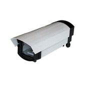 Marchio: GUARDALL. Articolo: G-330EH. Custodia economica, corpo in alluminio verniciato beige, fronte e retro in policarbonato, tettuccio scorrevole, supporto per alloggiamento telecamera sfilabile, resistenza di riscaldamento a basso assorbimento, termostato, lunghezza complessiva 330 mm 220 Vac 