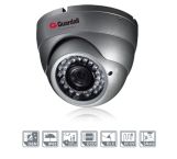 Marchio: GUARDALL. Articolo: G-MD358 IR. Telecamere minidome Dayight in metallo, Vandalproof, sensore CCD 1/3” Sony super HAD, 420 TVL B, illuminazione minima 0,1 Lux (IR OFF) o Lux (IR ON) ottica varifocal 3,5-8mm, BLC, AGC, illuminatore A 36 led portata illuminante 25-30 Metri nominali, IP65, alimentazione 12Vcc 500mA, dimensione diametro della base 130mm, corpo telecamera 80mm h totale 100mm