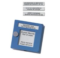 Marchio: ARITECH. Articolo: DM862-4. Avvisatore manuale di colore blu tipo B a duplice azione per sospensione spegnimento. Necessita di attrezzo per la rottura del vetro.