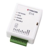 Marchio: PARADOX. Articolo: TX-E14. Comunicatore universale Ethernet. Legge i dati direttamente dal BUS dati delle centrali,i messaggi sono trasmessi con notifica push all'App PROTEGUS via cloud.