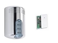 Marchio: VENITEM. Articolo: AS1PKIT2CRF. Kit Doge AS1/P Cromo calotta fumè + ATX3 + batt. Sirena Doge wireless, AUTOPROTETTA, BIDIREZIONALE, SUPERVISIONATA, sistema antischiuma brevettato a doppia tecnologia contro i falsi allarmi, antishock contro gli urti violenti, antiperforazione e lampeggiante a led, compatibile con qualsiasi tipo di centrale filare e/o wireless. Funziona in abbinamento con il dispositivo bidirezionale ATX3 (senza sirena interna). Funzioni come per ATX2/S.