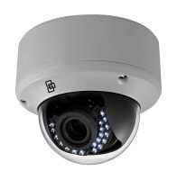 Marchio: ARITECH. Articolo: TVD-2402. Telecamera Dome analogica HD-TVI, PAL, 720p, ottica varifocal 2.8 a 12 mm,  true D/N,  DWDR, 40m IR, doppia uscita video 960H o HD-TVI, Coax OSD control, 12VDC/24VAC, IP66, IK10.