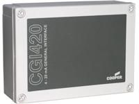 Marchio: COOPER. Articolo: CGI420. Modulo con 1 uscita proporzionale 4 ÷ 20 mA per la gestione di un rivelatore di gas adatto per parcheggi. Il modulo, come il resto della gamma dei dispositivi analogici, è dotato di circuito isolatore ed occupa solamente 1 indirizzo su loop.