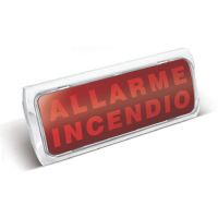 Marchio: ELKRON. Articolo: TMSV. Targa ottico acustica monofacciale con sintesi vocale> Alimentazione: 24 Vcc> Assorbimento: 180 mA> 8 messaggi preregistrati> 3 ingressi per allarme vocale associazione libera dei messaggi preregistrati> 1 messaggio personalizzato> 4 modalità: PARLATO - SUONO - SUONO + PARLATO - PARLATO + SUONO> Dimensioni (L x H x P): 360 x 150 x 60 mm