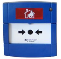Marchio: NOTIFIER. Articolo: M700KACI-FG-B. Pulsante indirizzato manuale a rottura vetro. Provvisto di led rosso per la segnalazione locale di attivazione. Indirizzamento a mezzo di selettori rotanti e provvisto di doppio isolatore per protezione della linea di comunicazione. Colore blu. Destinato al comando di blocco spegnimento. Fornito con chiave di test. Conforme alla Normativa EN12094 parte 3. Alimentazione 15-28Vcc. Corrente a riposo di 200 microA ed in allarme di 5mA con led attivo. Temperatura di funzionamento da 0°C a +50°C. Umidità relativa sino a 95%. Grado di protezione IP44. 