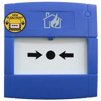 Marchio: NOTIFIER. Articolo: M3A-B000SG-K013-66. Pulsante manuale convenzionale per il comando di blocco spegnimento da interno a rottura vetro ad uno scambio, di colore BLU. Completo di scatola di montaggio ad incasso e chiave test. Grado di protezione IP24D.