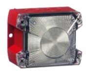 Marchio: UNITEK. Articolo: UTKASLEX0524N. Avvisatore ottico per sistemi antincendio certificato EN54-23, fissaggio a parete con copertura 11,1m x 8,4m x 6,3m. Tecnologia flash allo xeno; grado di protezione IP66. Base rossa, calotta trasparente flash bianco.  