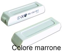 Marchio: DIAS. Articolo: PS1541WG/M. Contatto N.C. portata mm 25, 2 conduttori da 0.32 mmq lunghezza mm 600, uscita cavi centrale, fissaggio nascosto. Colore marrone.