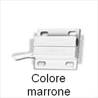 Marchio: HONEYWELL. Articolo: 943WG-BR . Contatto magnetico reed a giorno di ridotte dimensioni per circuiti N.C. di colore bianco. Uscita con 2 fili. Con cavo di 1, 8 mt. Distanza di lavoro 15 mm. Portata 0, 25A. Dimensioni 25x11x6 mm. Colore Marrone 