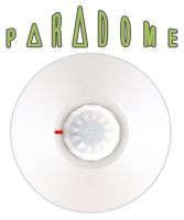 Marchio: PARADOX. Articolo: DG467 PARADOME. Rivelatore PIR da soffitto con sensore a doppio elemento, copertura 360° portata m 7x6 ad un’altezza di m 2.4 e portata m 11x6 ad un’altezza di m 3.7.➤ Elaborazione del segnale brevettata con conteggio impulsi automatico➤ Software con algoritmo di schermatura digitale e sensibilità regolabile➤ Elaborazione segnale singola o doppia➤ Compensazione automatica della temperatura➤ Schermatura metallica per la massima protezione dai segnali EMI e RFI➤ Due modalità di funzionamento: indirizzabile per le centrali DIGIPLEX EVO o convenzionale a relè