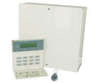 Marchio: SCANTRONIC. Articolo: 09651I-43. Centrale d'allarme 8 zone + tamper generale + tamper sirena, completa di tastiera LCD, 1 inserimento totale + 3 parziali, circuiti tipo NC o doppio bilanciamento, gestisce max 4 tastiere e 17 codici utente, 11 uscite elettroniche liberamente programmabili, memoria 250 eventi.