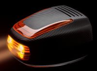 Marchio: VENITEM. Articolo: 20200220. Sirena autoalimentata a 13.8 Vdc con lampeggiante a led e sistema antischiuma-antishock, sistema brevettato di illuminazione a led e scheda vocale. Mose LS VOCAL LUX nero opaco tech cal. Arancio.