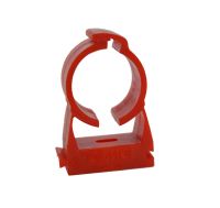 Marchio: ARITECH. Articolo: 9-10954-100. Fascetta per fissaggio tubo aspirazione a soffitto o parete in ABS di colore rosso pacco da 100