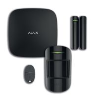 Marchio: AJAX. Articolo: HUB KITN. Kit composto da: 1 unità centrale Hub, 1 rivelatore MotionProtect, 1 contatto magnetico per porte e finestre DoorProtect, 1 telecomando SpaceControl, colore nero.