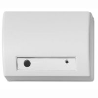Marchio: ARITECH. Articolo: 584503-W. Sensore audio rottura vetro ambientale, portata 6 m a 360°. Modalità test di copertura a led tramite battito delle mani. Colore Bianco. Alloggiamento interno per il montaggio del trasmettitori via radio.