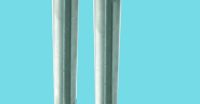 Marchio: CIAS. Articolo: MANTA SP120. Coppia di pali in acciaio Inox preforati per passaggio interno cavi, h 120 mm e ø 40mm. Provvisti di radiali per ancoraggio interrato.