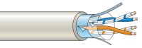 Marchio: ARITECH. Articolo: WCAT52. Cavo di categoria 5, testato fino a 200MHz, costituito da due coppie di rame nudo + 1 filo di rame stagnato e nastro di alluminio come schermo. Raccomandato per le centrali Advisor MASTER e centrali antincendio e ripetitori collegati in rete. Certificato da SGC come conforme a ISO/ISEC 11801 (certificazione n. 30.35.203/4). Viene fornito in bobine da 500 m.