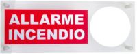 Marchio: VIMO. Articolo: KLAMPSET9A. Scritta allarme incendio. Dimensioni 340x130x4mm.