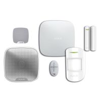 Marchio: AJAX. Articolo: Hub Kit Siren. Kit composto da:1 unità centrale Hub (GSM + Ethernet),1 rivelatore MotionProtect,1 contatto magnetico per porte e finestre DoorProtect,1 telecomando SpaceControl,1 sirena da interno HomeSiren,1 sirena da esterno StreetSirenColore bianco
