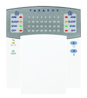 Marchio: PARADOX. Articolo: K32RF. Versione a 433 MHz. Tastiera con indicatori LED 32 zone e sportello verticale di protezioni dei tasti, indicatori LED separati per la visualizzazione dello stato d’inserimento Totale, Notturno, Perimetrale e Disinserito di ciascuna delle 2 aree. Possibilità di regolazione dellaluminosità. Fornita con batteria ricaricabile 3.7Vc.c. Li-Ion. Richiede alimentatore PA6-EU per tastiera senza fili, oppure altro alimentatore tipo Nokia ACP-8U, ACP-12U, ACP-8E, ACP-12E, AC-3U. Compatibile con centrali SPECTRA SP (esclusa centrale SP4000), MAGELLAN MG5000/MG5050 e MG-6250 fino a 32 zone.➤ Firmware aggiornabile localmente tramite interfaccia 307USB e software WinLoad➤ Indicatore LED per la modalità di funzionamento StayD➤ 8 tasti di attivazione rapida➤ 3 tasti di attivazione allarme➤ Collegamento via radio bidirezionale