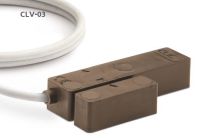 Marchio: TSEC. Articolo: CLV-03-N. Sensore inerziale CLIC serie V a vista con contatto magnetico integrato, resinatura completa, cavetto 2 metri, grigio (G). Disponibile marrone (N) o bianco (W) su ordinazione.