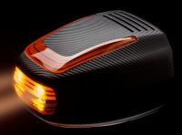 Marchio: VENITEM. Articolo: 20200254. Sirena autoalimentata a 13.8 Vdc con lampeggiante a led e sistema antischiuma-antishock e sistema brevettato di illuminazione a led. Mose LS LUX nero opaco tech cal. Arancio.