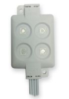 Marchio: VIMO. Articolo: KRO404RGB. Ripetitore ottico multicolore 12Vcc a luce fissa. Tecnologia LED RGB che permette la scelta del colore desiderato combinando i tre ingressi con negativo a dare. Grado di protezione IP54.