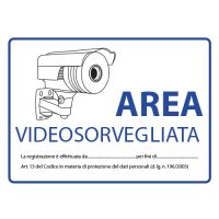 Marchio: DIERRETVCC. Articolo: VH-AC-CARTEL-IT. Targa in plastica per interni/esterni - Serigrafia Zona Sorvegliata - 150 (Al) x 210 (An) mm - Italiano